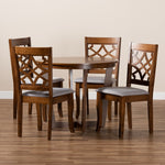 Load image into Gallery viewer, Baxton Studio Tricia Modern And Contemporary Grey Fabric Upholstered And Walnut Brown Finished Wood 5-Piece Dining Set
