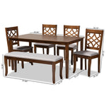 Load image into Gallery viewer, Baxton Studio Dori Modern And Contemporary Grey Fabric Upholstered And Walnut Brown Finished Wood 6-Piece Dining Set
