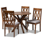 Load image into Gallery viewer, Baxton Studio Callie Modern And Contemporary Grey Fabric Upholstered And Walnut Brown Finished Wood 5-Piece Dining Set
