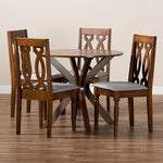 Load image into Gallery viewer, Baxton Studio Callie Modern And Contemporary Grey Fabric Upholstered And Walnut Brown Finished Wood 5-Piece Dining Set
