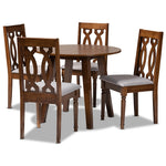 Load image into Gallery viewer, Baxton Studio Pia Modern And Contemporary Grey Fabric Upholstered And Walnut Brown Finished Wood 5-Piece Dining Set
