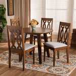 Load image into Gallery viewer, Baxton Studio Pia Modern And Contemporary Grey Fabric Upholstered And Walnut Brown Finished Wood 5-Piece Dining Set
