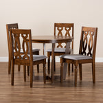 Load image into Gallery viewer, Baxton Studio Julie Modern And Contemporary Grey Fabric Upholstered And Walnut Brown Finished Wood 5-Piece Dining Set
