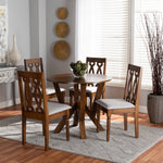 Load image into Gallery viewer, Baxton Studio Elaine Modern And Contemporary Grey Fabric Upholstered And Walnut Brown Finished Wood 5-Piece Dining Set
