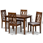 Load image into Gallery viewer, Baxton Studio Kasia Modern And Contemporary Grey Fabric Upholstered And Walnut Brown Finished Wood 5-Piece Dining Set
