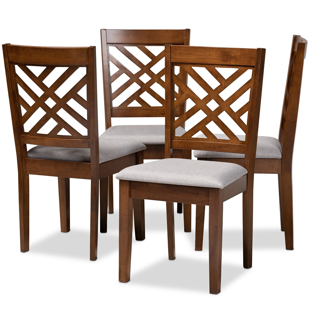 Baxton Studio Caron Modern and Contemporary Fabric Upholstered Finished 4-Piece Wood Dining Chair Set