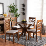 Load image into Gallery viewer, Baxton Studio Norah Modern And Contemporary Grey Fabric Upholstered And Walnut Brown Finished Wood 5-Piece Dining Set
