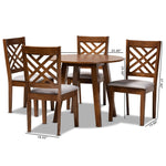 Load image into Gallery viewer, Baxton Studio Lilly Modern And Contemporary Grey Fabric Upholstered And Walnut Brown Finished Wood 5-Piece Dining Set
