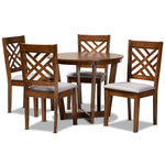 Load image into Gallery viewer, Baxton Studio Alena Modern And Contemporary Grey Fabric Upholstered And Walnut Brown Finished Wood 5-Piece Dining Set
