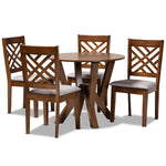 Load image into Gallery viewer, Baxton Studio Elise Modern And Contemporary Grey Fabric Upholstered And Walnut Brown Finished Wood 5-Piece Dining Set
