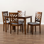 Load image into Gallery viewer, Baxton Studio Caron Modern And Contemporary Grey Fabric Upholstered Walnut Brown Finished Wood 5-Piece Dining Set
