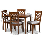 Load image into Gallery viewer, Baxton Studio Caron Modern And Contemporary Grey Fabric Upholstered Walnut Brown Finished Wood 5-Piece Dining Set
