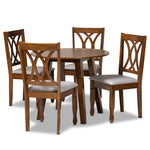 Load image into Gallery viewer, Baxton Studio Leon Modern And Contemporary Grey Fabric Upholstered And Walnut Brown Finished Wood 5-Piece Dining Set
