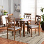 Load image into Gallery viewer, Baxton Studio Leon Modern And Contemporary Grey Fabric Upholstered And Walnut Brown Finished Wood 5-Piece Dining Set
