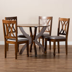 Load image into Gallery viewer, Baxton Studio April Modern And Contemporary Grey Fabric Upholstered And Walnut Brown Finished Wood 5-Piece Dining Set
