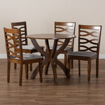 Load image into Gallery viewer, Baxton Studio Aspen Modern And Contemporary Grey Fabric Upholstered And Walnut Brown Finished Wood 5-Piece Dining Set
