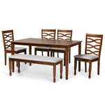 Load image into Gallery viewer, Baxton Studio Lanier Modern And Contemporary Grey Fabric Upholstered And Walnut Brown Finished Wood 6-Piece Dining Set
