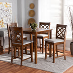 Load image into Gallery viewer, Baxton Studio Alora Modern And Contemporary Grey Fabric Upholstered Walnut Brown Finished 5-Piece Wood Pub Set
