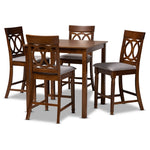 Load image into Gallery viewer, Baxton Studio Verina Modern And Contemporary Grey Fabric Upholstered Walnut Brown Finished 5-Piece Wood Pub Set
