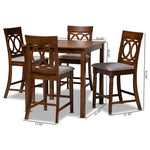 Load image into Gallery viewer, Baxton Studio Verina Modern And Contemporary Grey Fabric Upholstered Walnut Brown Finished 5-Piece Wood Pub Set
