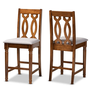 Baxton Studio Darcie Modern and Contemporary Fabric Upholstered and Walnut Brown Finished Wood 2-Piece Counter Stool Set