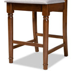 Load image into Gallery viewer, BAXTON STUDIO DARCIE MODERN AND CONTEMPORARY GREY FABRIC UPHOLSTERED AND WALNUT BROWN FINISHED WOOD 2-PIECE COUNTER STOOL SET
