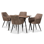 Load image into Gallery viewer, Baxton Studio Belen Modern Transitional Grey Faux Leather Effect Fabric Upholstered And Black Metal 5-Piece Dining Set
