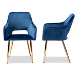 Load image into Gallery viewer, Baxton Studio Germaine Glam And Luxe Navy Blue Velvet Fabric Upholstered Gold Finished 2-Piece Metal Dining Chair Set
