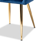 Load image into Gallery viewer, BAXTON STUDIO GERMAINE GLAM AND LUXE NAVY BLUE VELVET FABRIC UPHOLSTERED GOLD FINISHED 2-PIECE METAL DINING CHAIR SET
