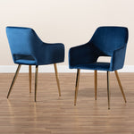 Load image into Gallery viewer, Baxton Studio Germaine Glam And Luxe Navy Blue Velvet Fabric Upholstered Gold Finished 2-Piece Metal Dining Chair Set
