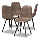 Load image into Gallery viewer, Baxton Studio Filicia Modern And Contemporary Grey And Brown Imitation Leather Upholstered 4-Piece Metal Dining Chair Set
