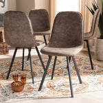 Load image into Gallery viewer, Baxton Studio Filicia Modern And Contemporary Grey And Brown Imitation Leather Upholstered 4-Piece Metal Dining Chair Set
