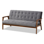 Load image into Gallery viewer, Baxton Studio Asta Mid-Century Modern Grey Velvet Fabric Upholstered Walnut Finished Wood 3-Piece Living Room Set
