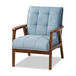 Load image into Gallery viewer, Baxton Studio Asta Mid-Century Modern Light Blue Velvet Fabric Upholstered Walnut Finished Wood 3-Piece Living Room Set
