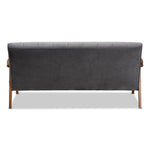 Load image into Gallery viewer, Baxton Studio Asta Mid-Century Modern Grey Velvet Fabric Upholstered Walnut Finished Wood Sofa
