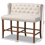 Load image into Gallery viewer, Baxton Studio Alira Modern And Contemporary Beige Fabric Upholstered Walnut Finished Wood Button Tufted Bar Stool Bench
