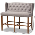 Load image into Gallery viewer, Baxton Studio Alira Modern And Contemporary Grey Fabric Upholstered Walnut Finished Wood Button Tufted Bar Stool Bench
