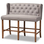 Load image into Gallery viewer, Baxton Studio Alira Modern And Contemporary Grey Fabric Upholstered Walnut Finished Wood Button Tufted Bar Stool Bench
