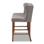 Load image into Gallery viewer, Baxton Studio Alira Modern And Contemporary Grey Fabric Upholstered Walnut Finished Wood Button Tufted Bar Stool Bench
