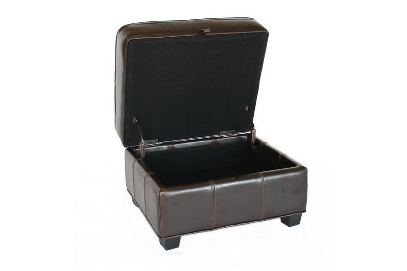 Baxton Studio Agustus Brown Leather Storage Ottoman