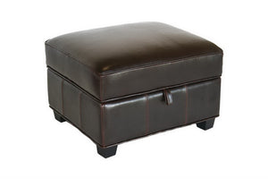 BAXTON STUDIO AGUSTUS BROWN LEATHER STORAGE OTTOMAN