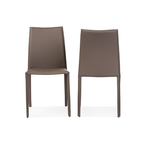 BAXTON STUDIO ROCKFORD MODERN AND CONTEMPORARY TAUPE BONDED LEATHER UPHOLSTERED DINING CHAIR (SET OF 2)