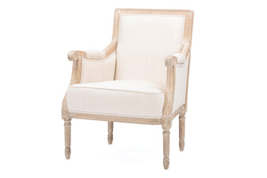 Baxton Studio Chavanon Wood & Linen Traditional French Accent Chair