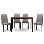 Load image into Gallery viewer, BAXTON STUDIO ANDREW CONTEMPORARY ESPRESSO WOOD GREY FABRIC 5PC DINING SET
