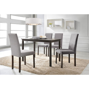 Baxton Studio Andrew Contemporary Espresso Wood Grey Fabric 5Pc Dining Set