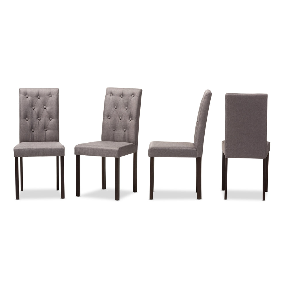 Baxton Studio Gardner Modern And Contemporary 5-Piece Dark Brown Finished Grey Fabric Upholstered Dining Set