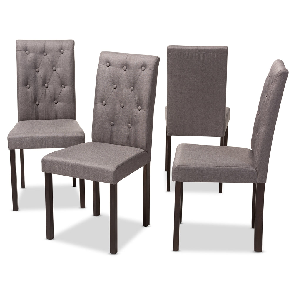 Baxton Studio Gardner Modern And Contemporary Dark Brown Finished Grey Fabric Upholstered Dining Chair (Set Of 4)