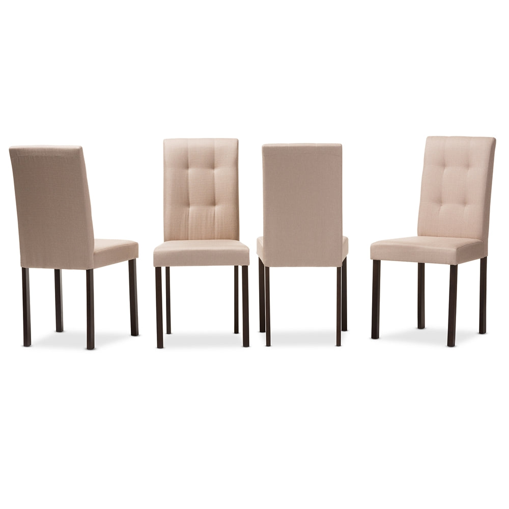 BAXTON STUDIO ANDREW MODERN AND CONTEMPORARY BEIGE FABRIC UPHOLSTERED GRID-TUFTING DINING CHAIR