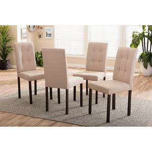 Baxton Studio Andrew Modern And Contemporary Beige Fabric Upholstered Grid-Tufting Dining Chair