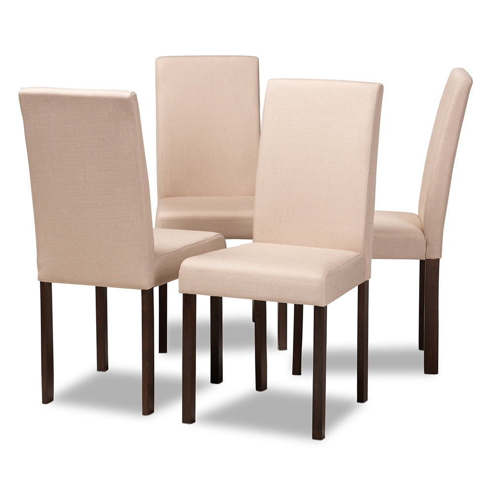 Baxton Studio Andrew Contemporary Espresso Wood Beige Fabric Dining Chair (Set Of 4)